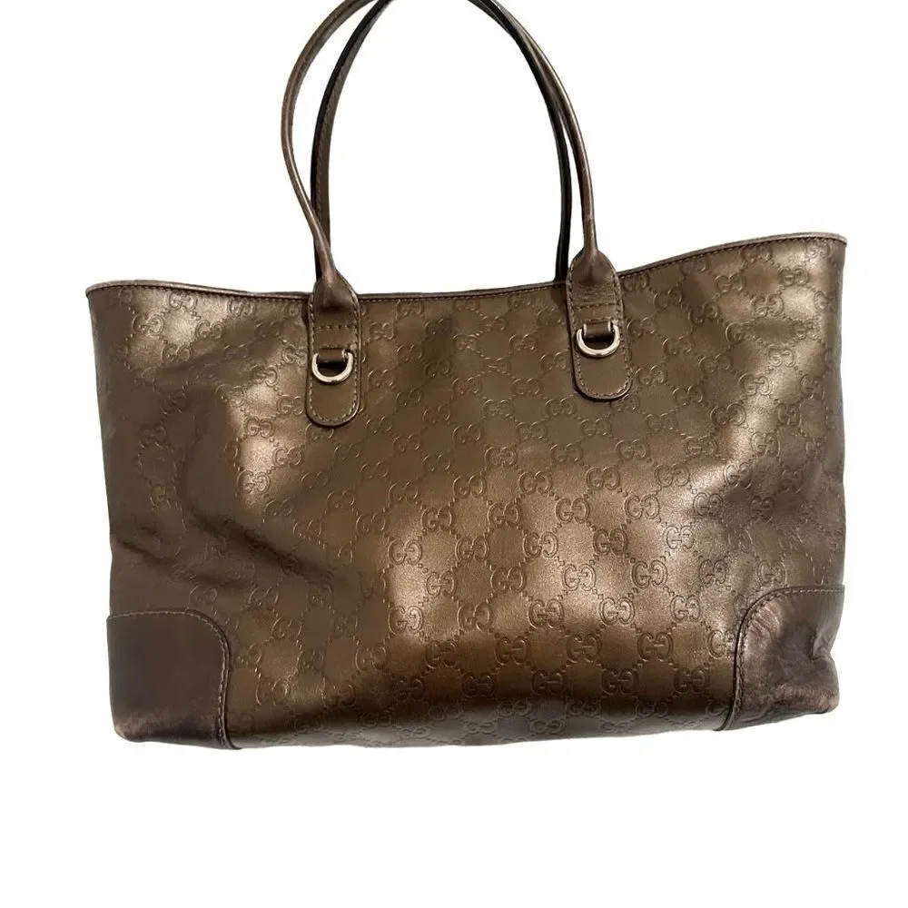 Gucci brown leather gg tote